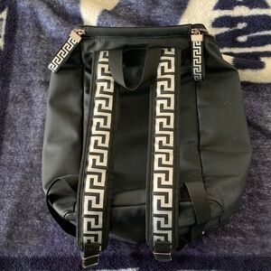 Versace Black Backpack with Greek Key Straps